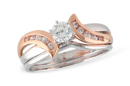 Diamond Wedding Set in two-tone (reversed)