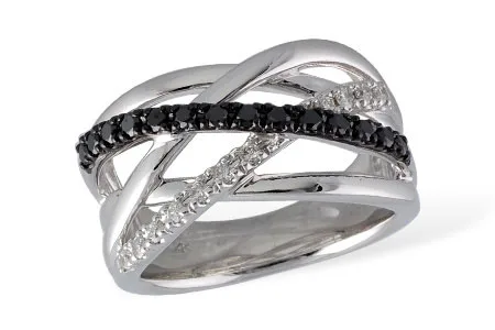 Black Diamond Wedding Band in white gold