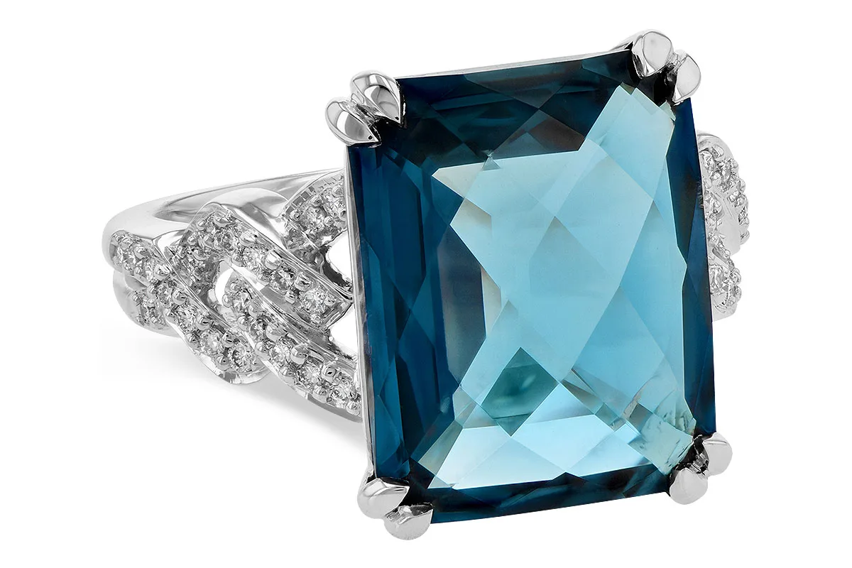London Blue Topaz Ring in white gold