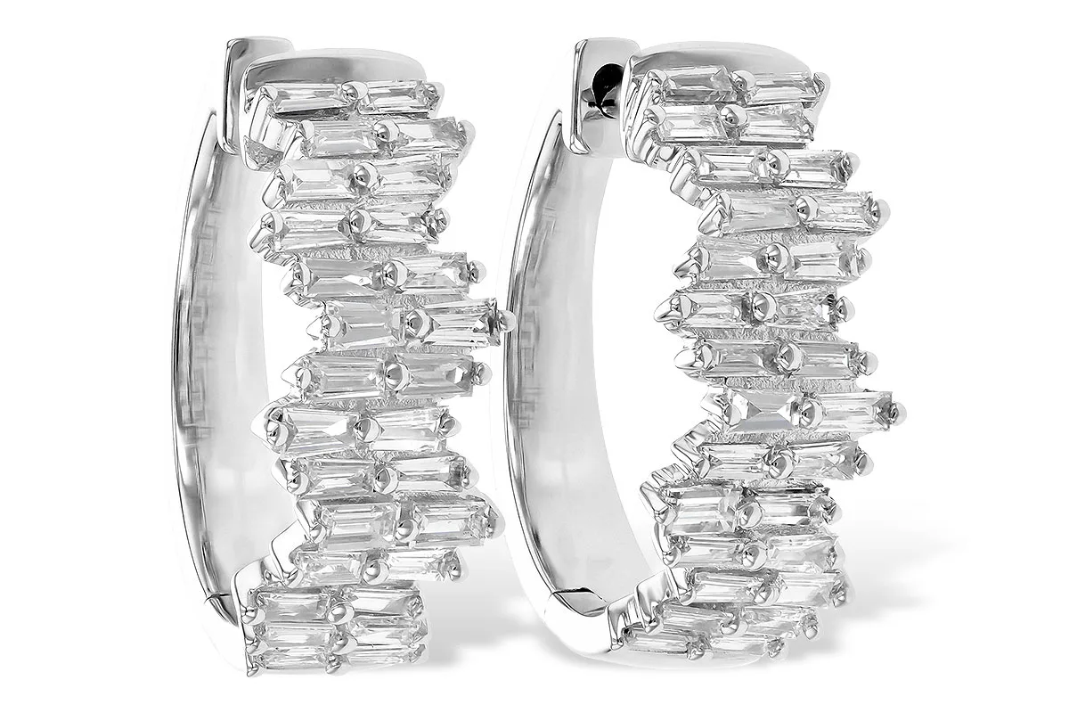 Baguette Diamond & Diamond Earrings in white gold