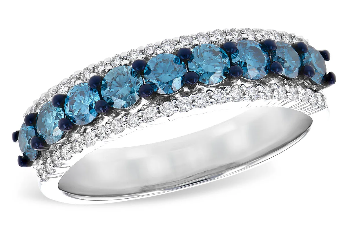 Diamond Blue Anniversary Band in white gold