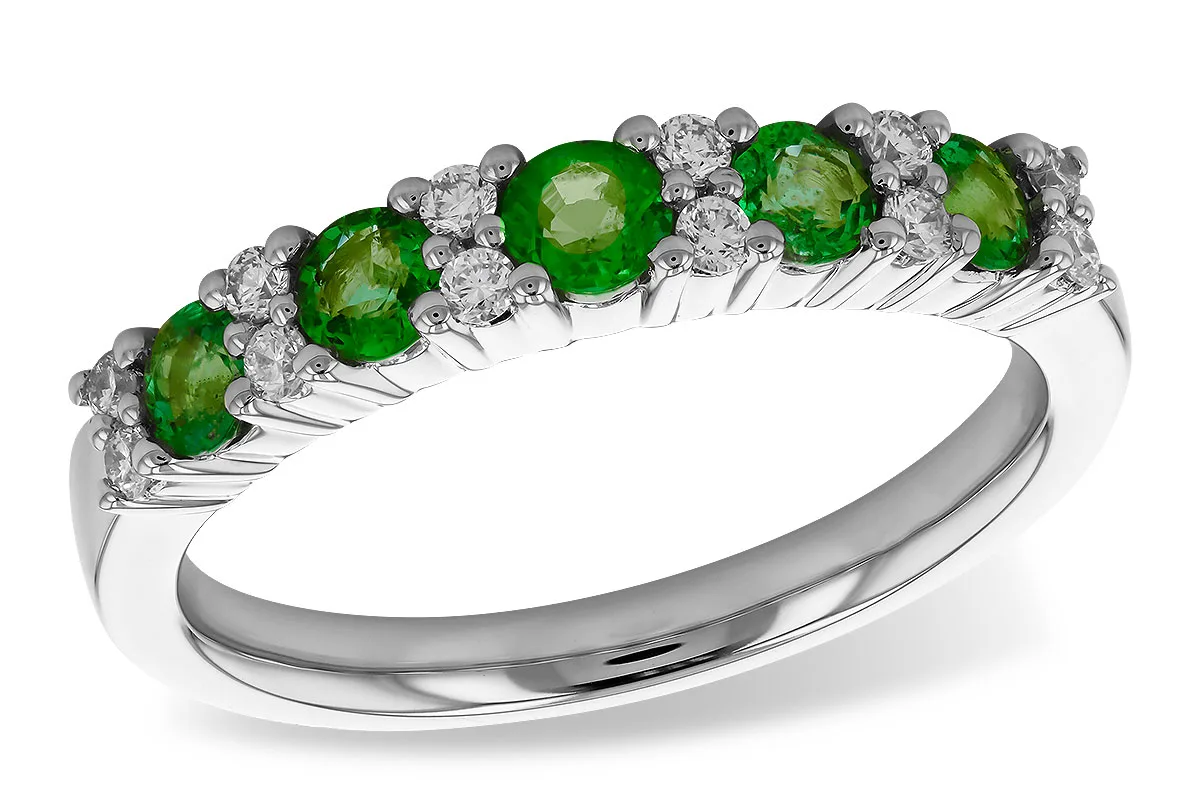 Emerald Wedding Band in white gold