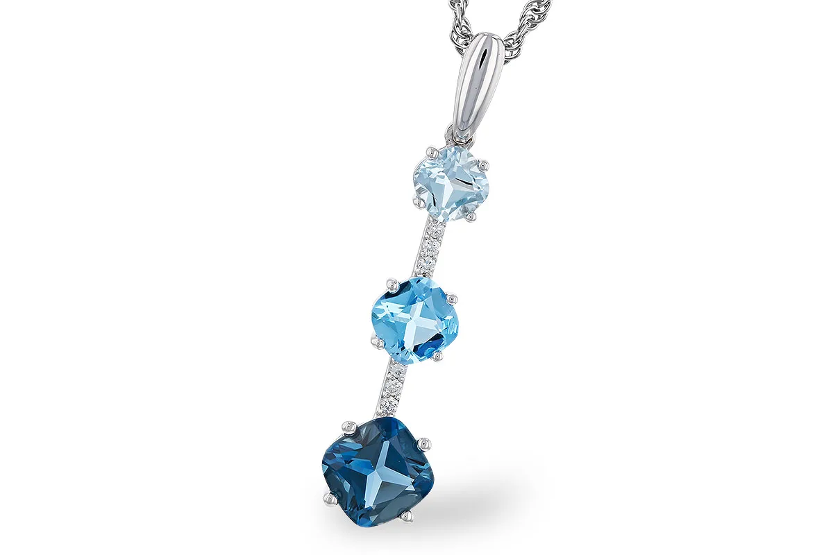 Blue Topaz Necklace in white gold