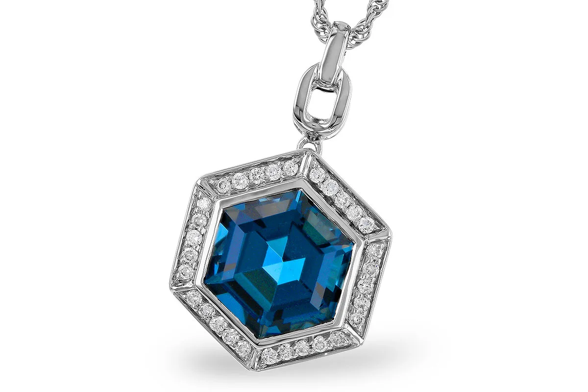 London Blue Topaz Necklace in white gold