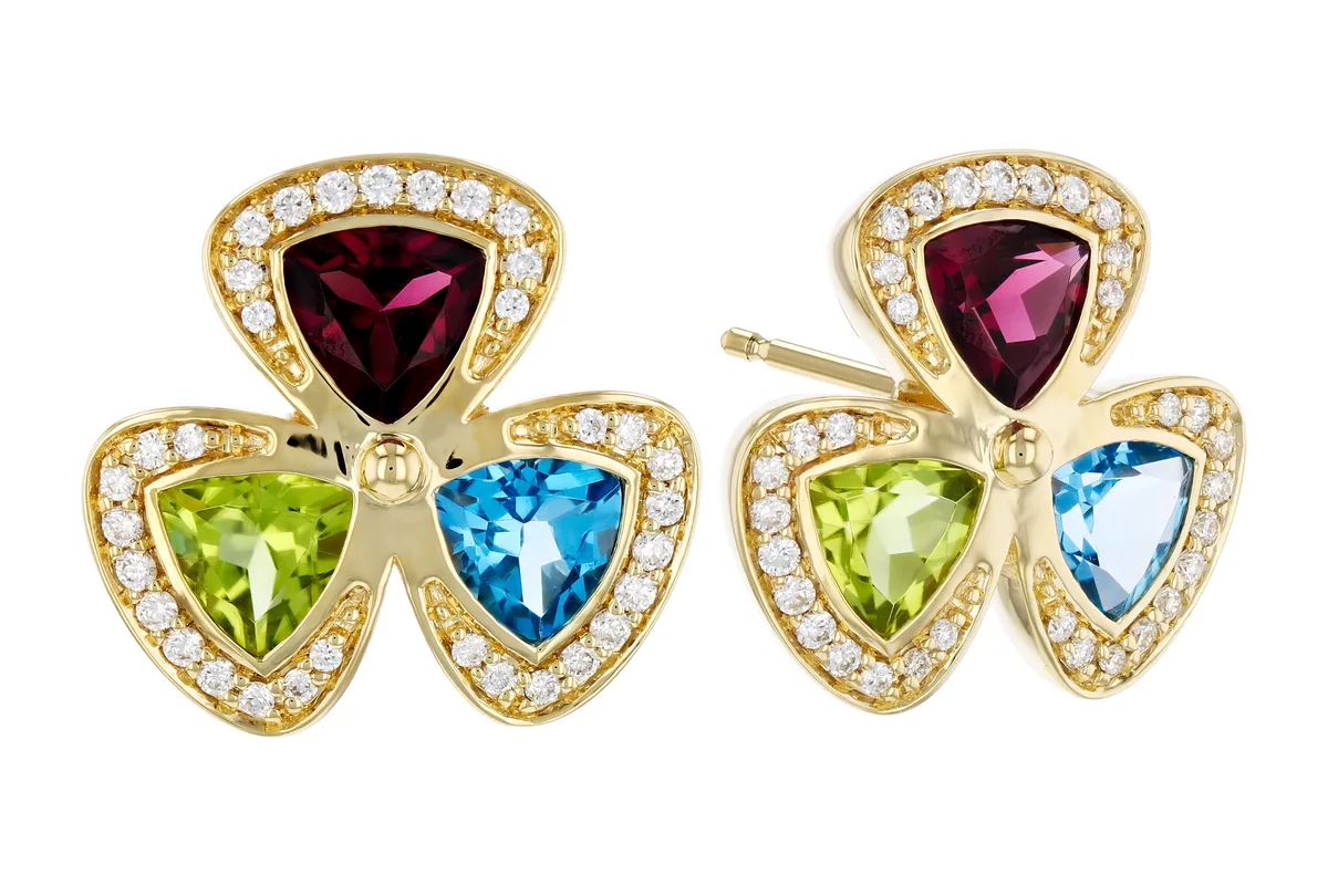 Semi-Precious Stone Earrings in yellow gold