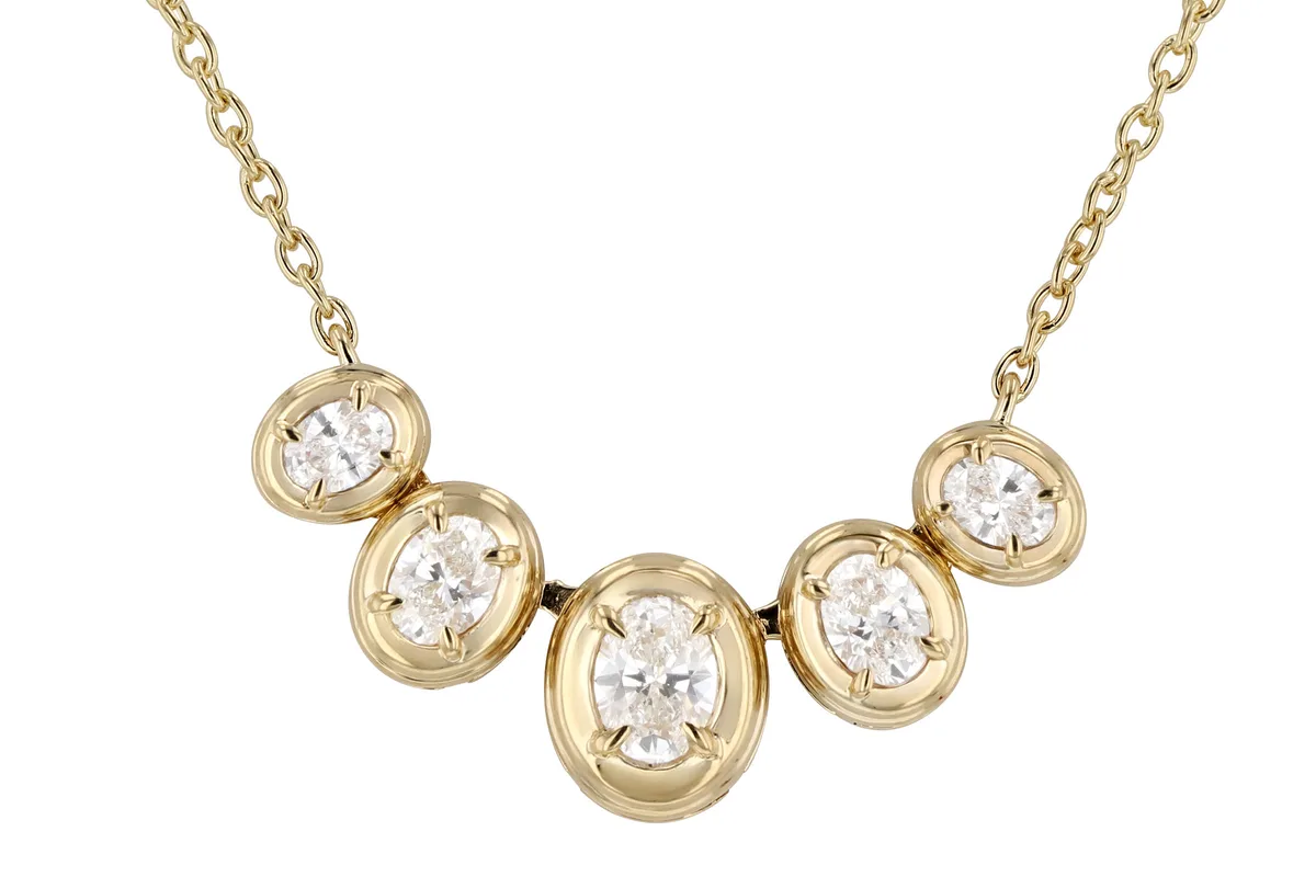 Oval Diamond Necklace in yellow gold