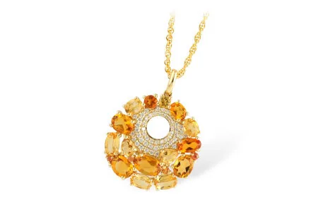 Multi-Color Gemstone Necklace in yellow gold