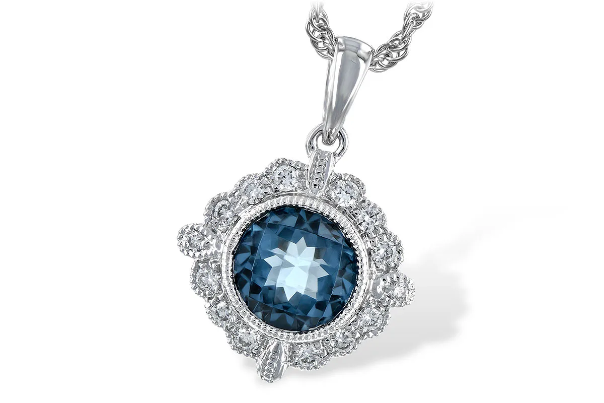 Blue Topaz Necklace in white gold