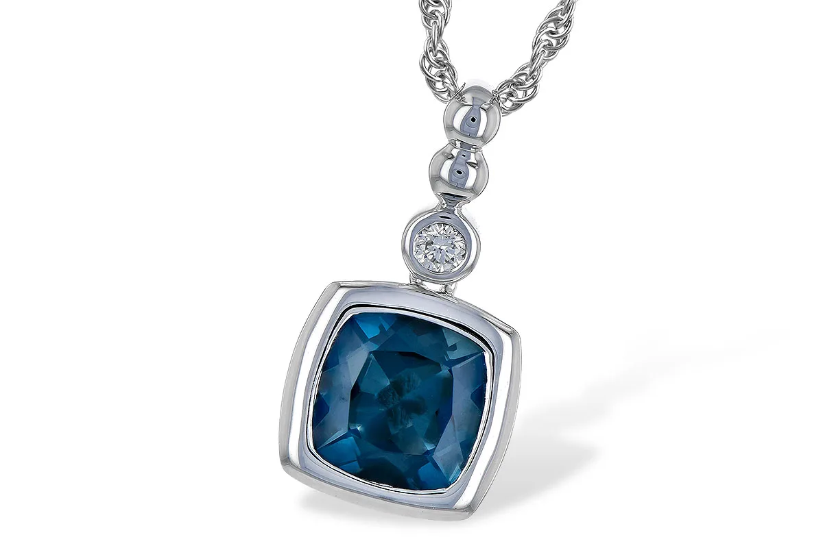 London Blue Topaz Necklace in white gold