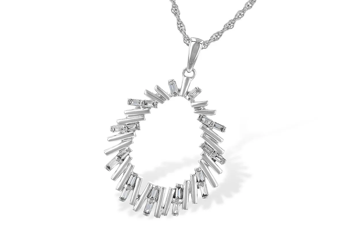 Baguette Diamond & Diamond Necklace in white gold