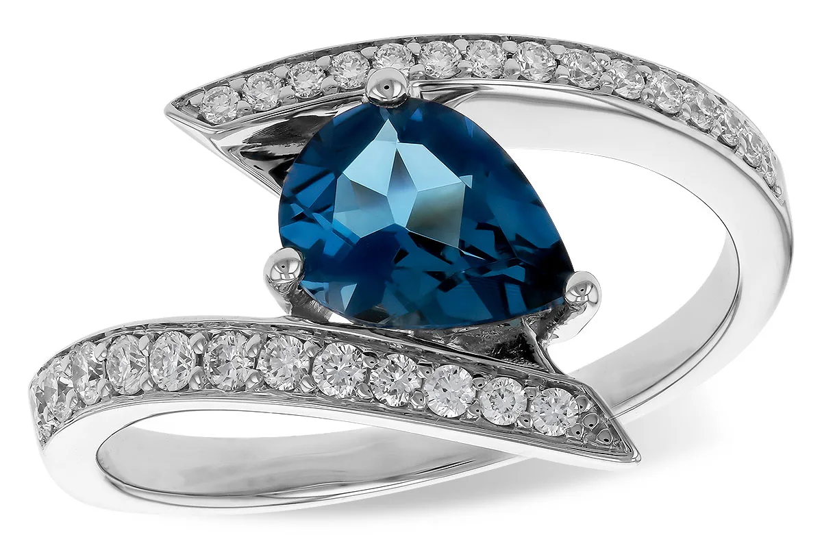 London Blue Topaz Ring in white gold