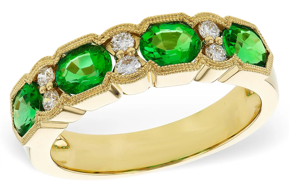 Emerald Wedding Band in yellow gold