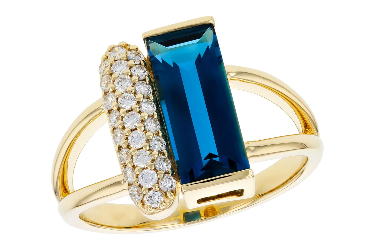 London Blue Topaz Ring in yellow gold
