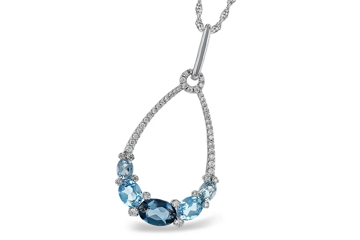 Blue Topaz Necklace in white gold