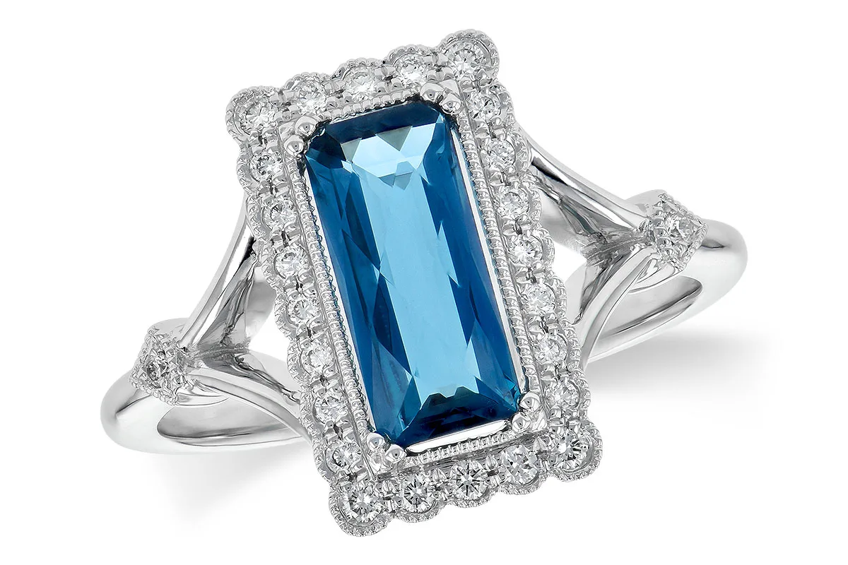 London Blue Topaz Ring in white gold