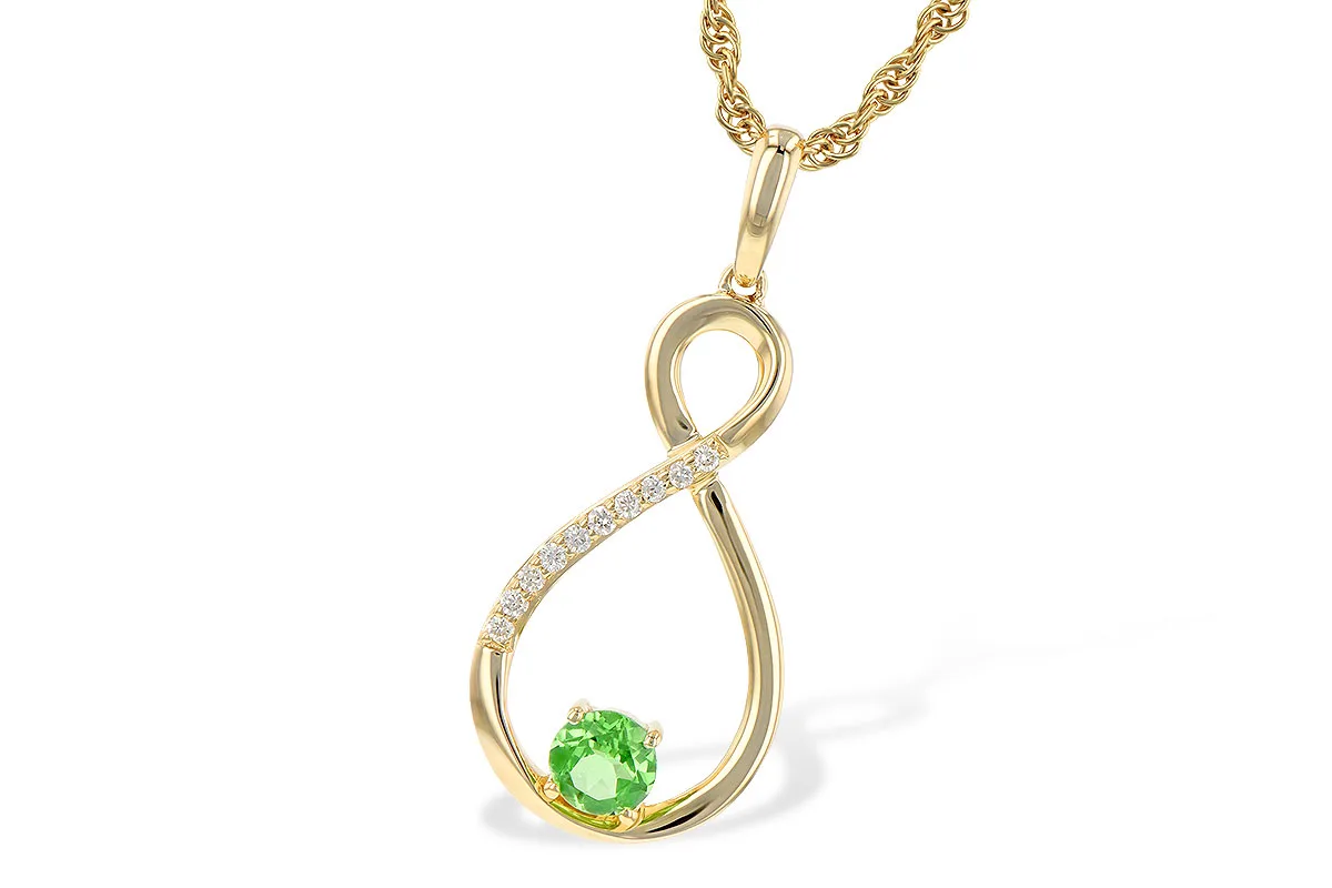 Green Garnet Necklace in yellow gold