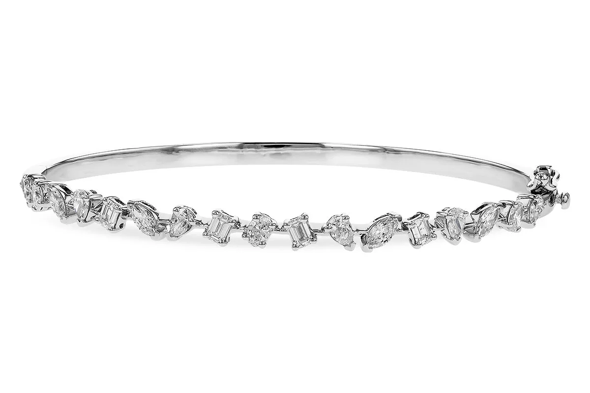 Fancy-Cut Diamond Bangle in white gold