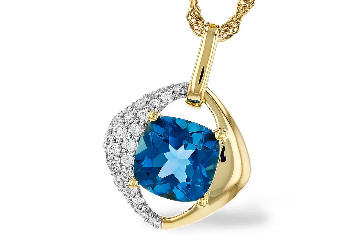 London Blue Topaz Necklace in yellow gold