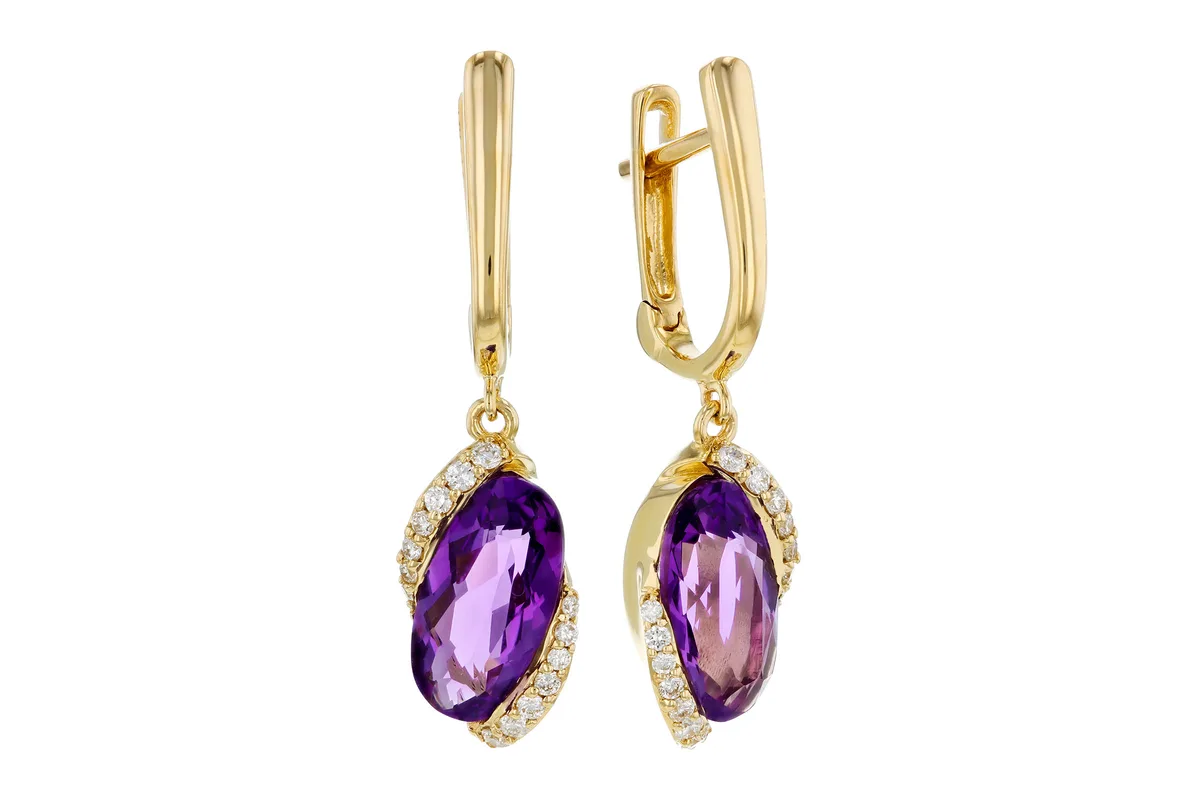 Amethyst Earrings in yellow gold