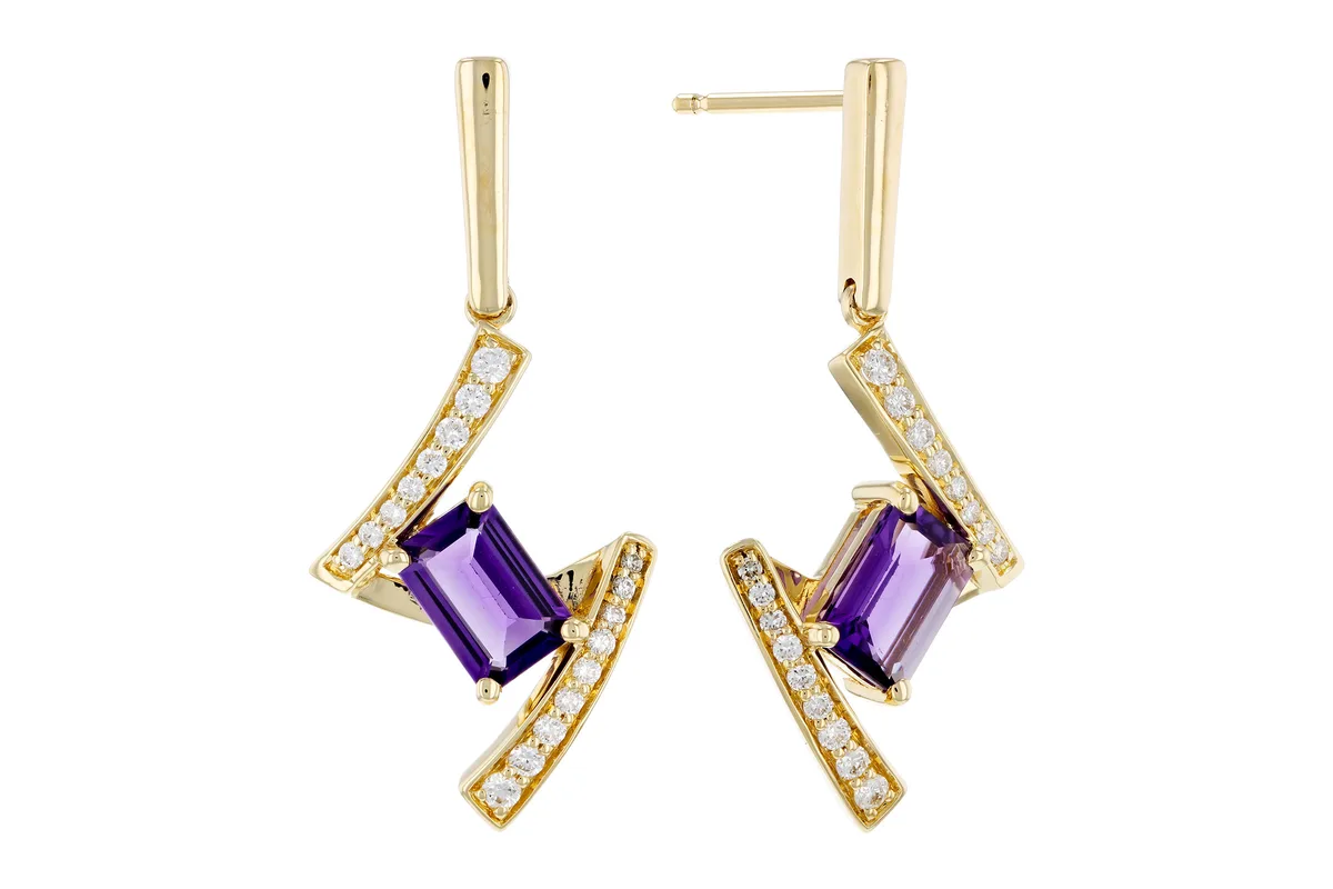Amethyst Earrings in yellow gold
