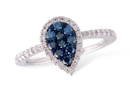 Diamond & Blue Diamond Ring in white gold
