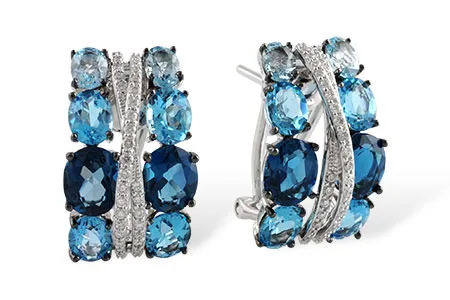 Blue Topaz Earrings in white gold