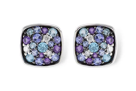 Multi-Color Gemstone Earrings in white gold