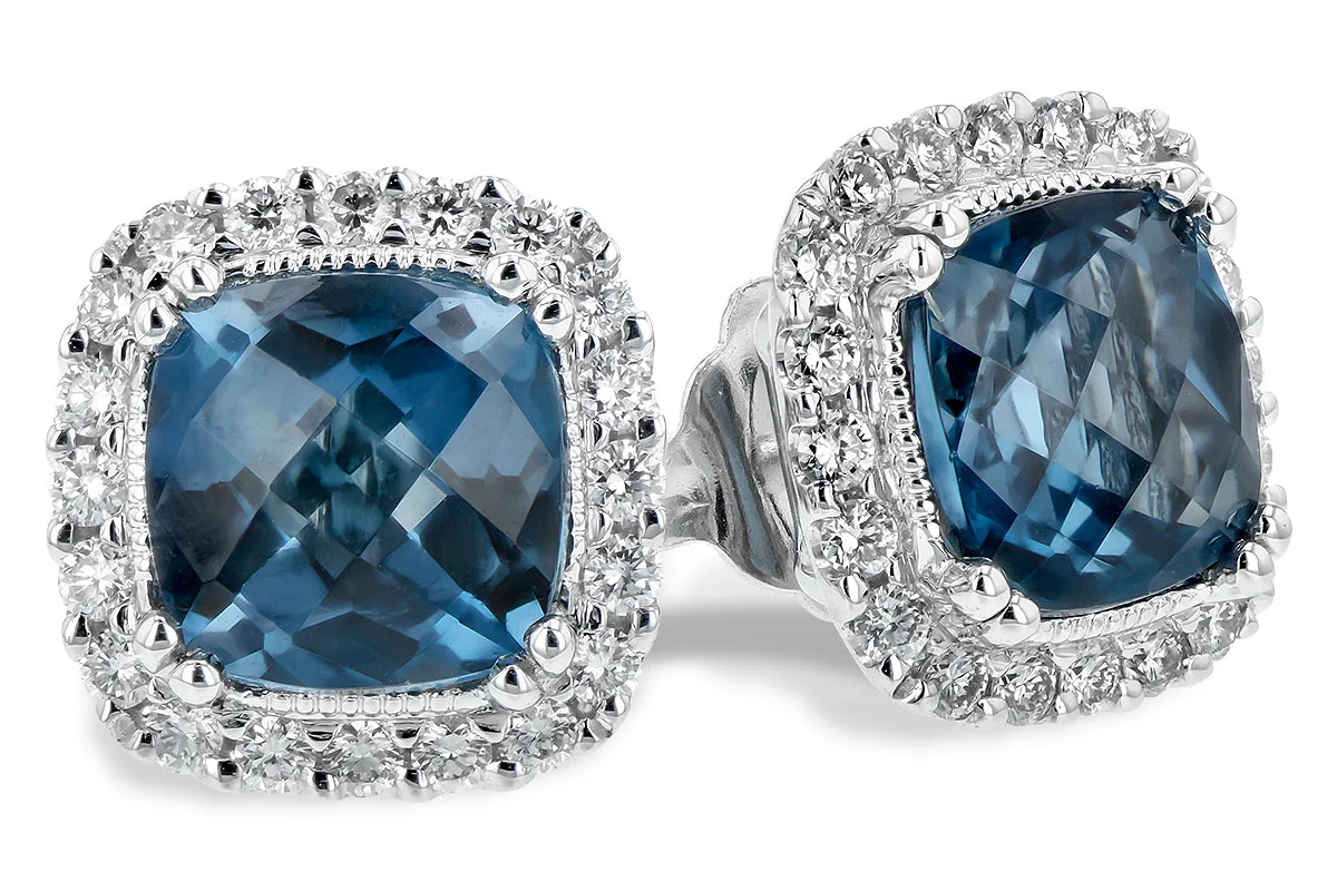 London Blue Topaz Earrings in white gold