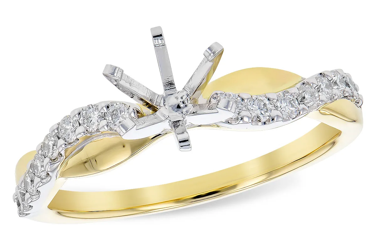 Diamond Semi-Mount Engagement Ring in yellow & white