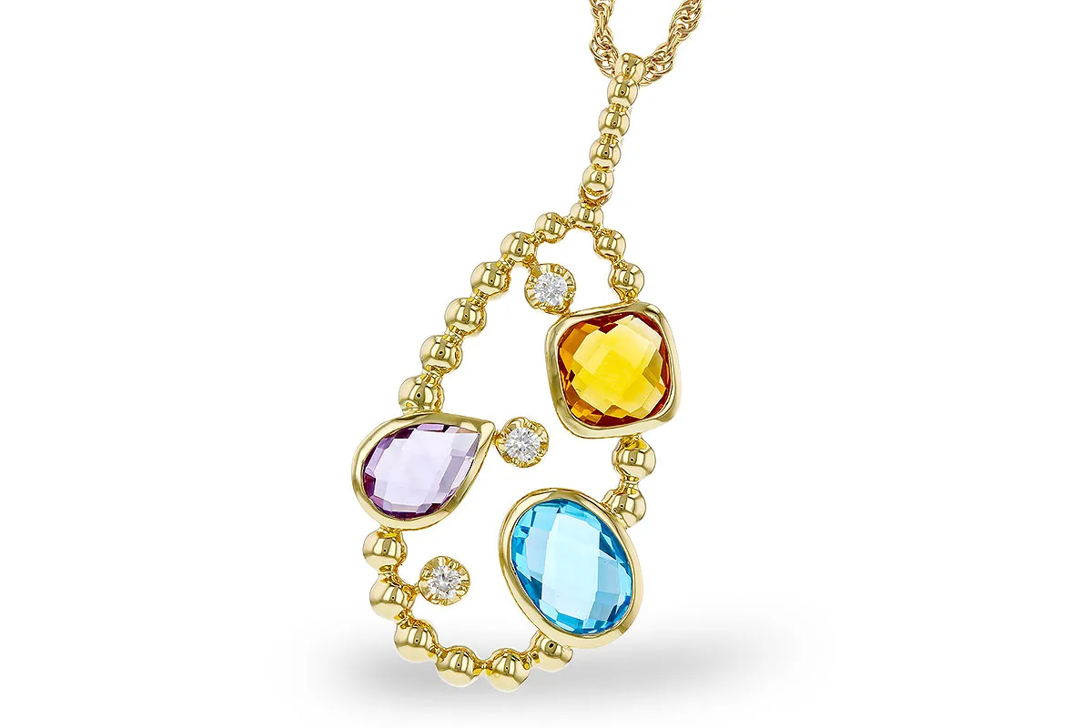 Semi-Precious Stone Necklace in yellow gold