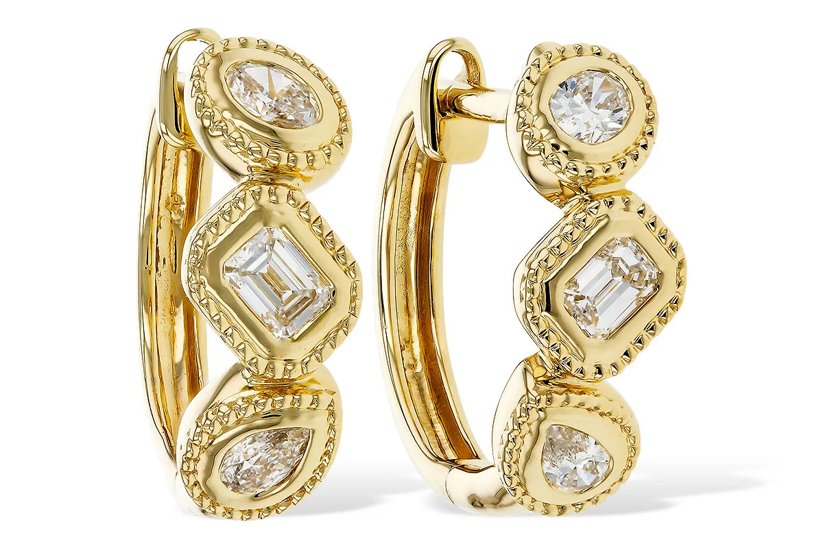 Fancy-Cut Diamond Earrings in yellow gold