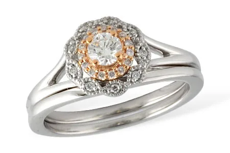 Diamond Wedding Set in two-tone (reversed)