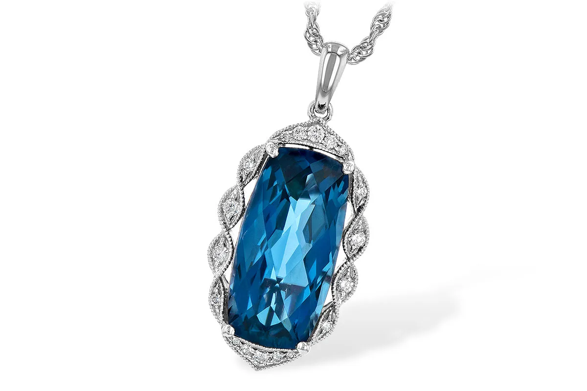 London Blue Topaz Necklace in white gold