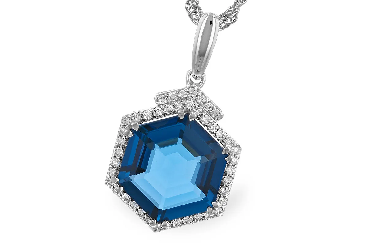 London Blue Topaz Necklace in white gold