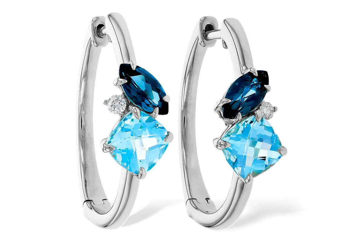 Blue Topaz Earrings in white gold