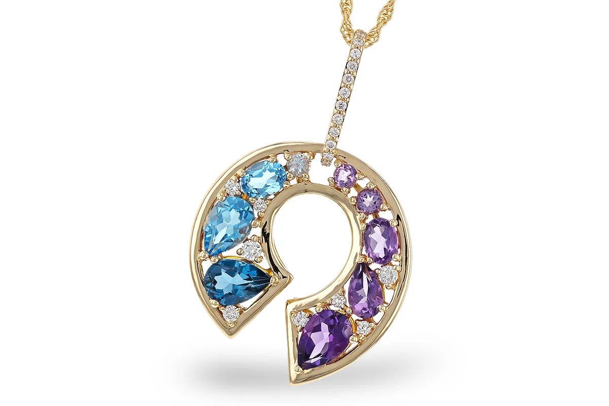 Semi-Precious Stone Necklace in yellow gold