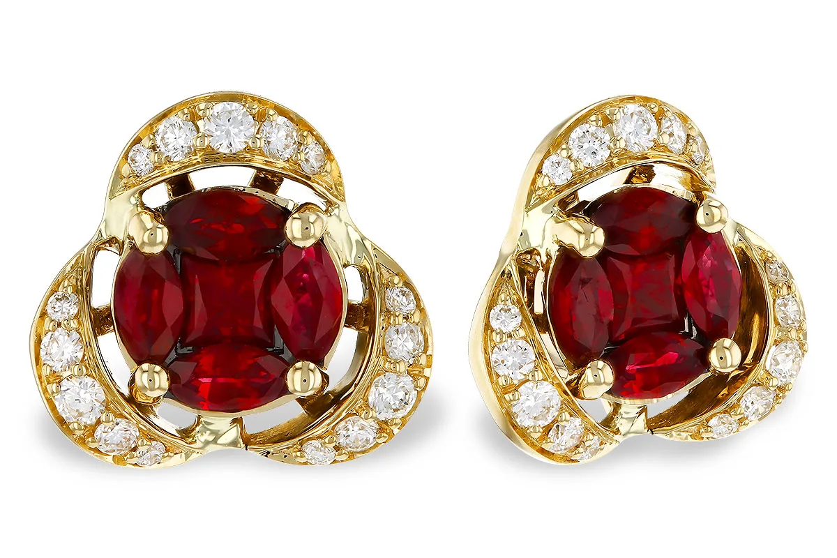 Ruby Earrings in yellow gold