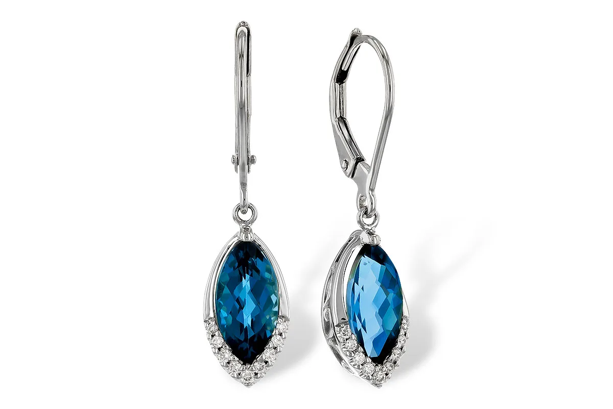 London Blue Topaz Earrings in white gold