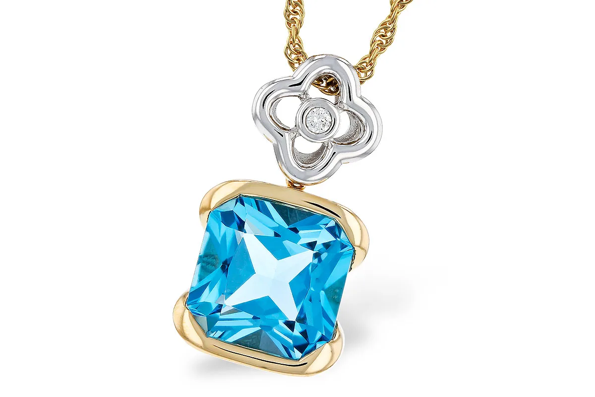 Blue Topaz Necklace in yellow & white