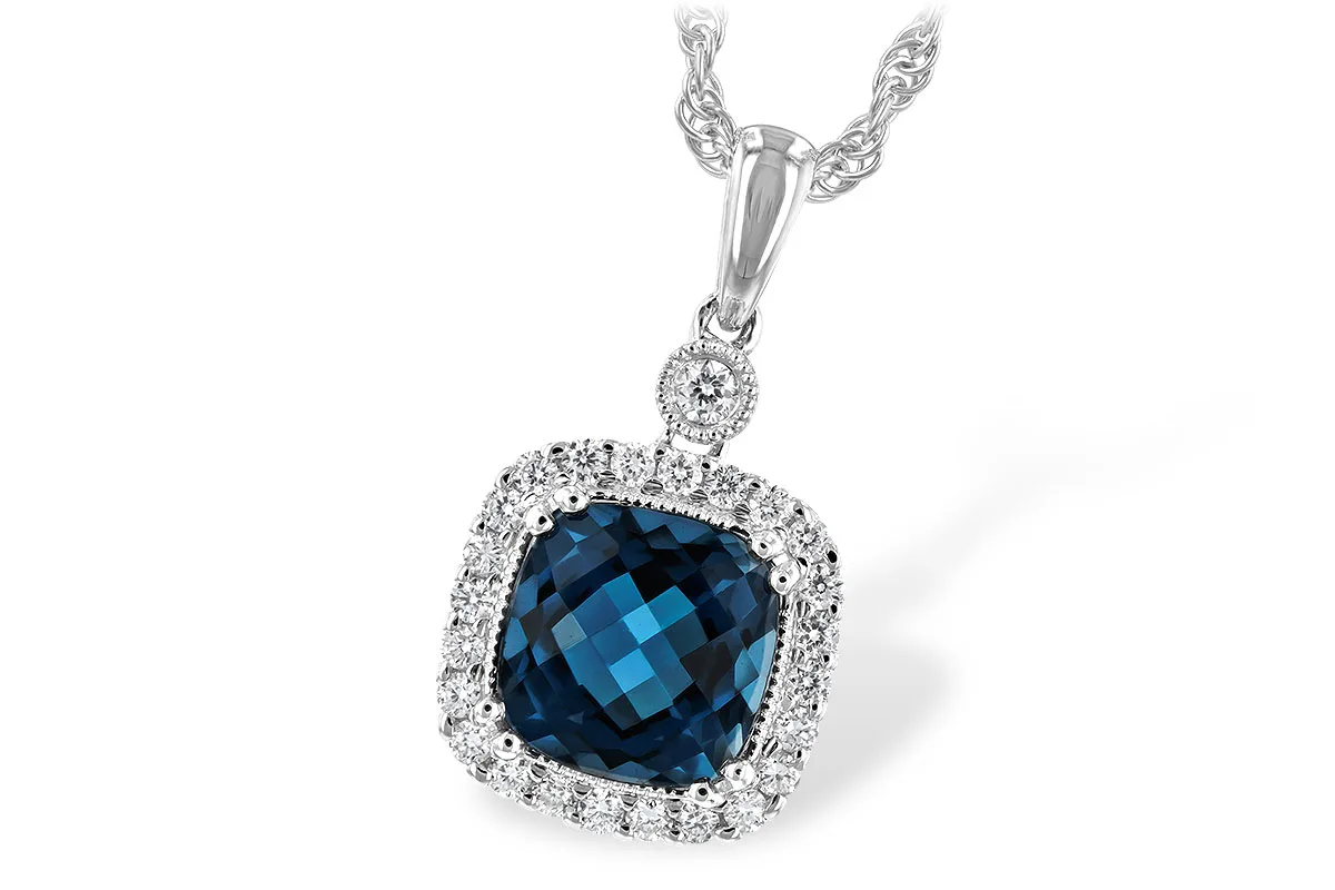 London Blue Topaz Necklace in white gold
