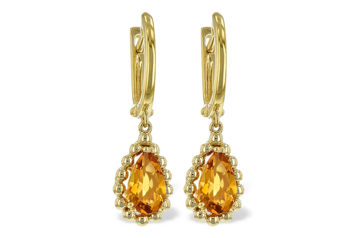 Citrine Earrings in yellow gold