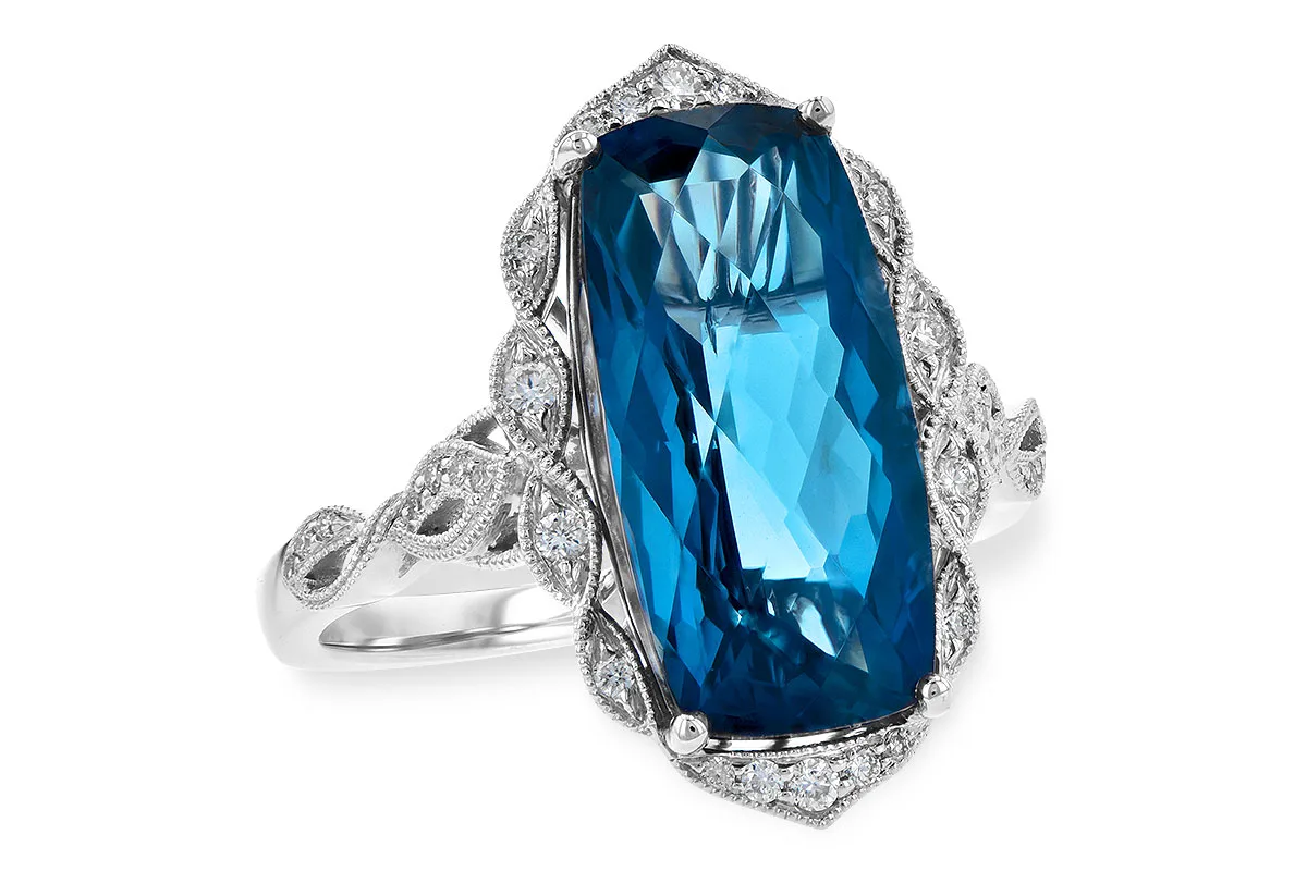 London Blue Topaz Ring in white gold