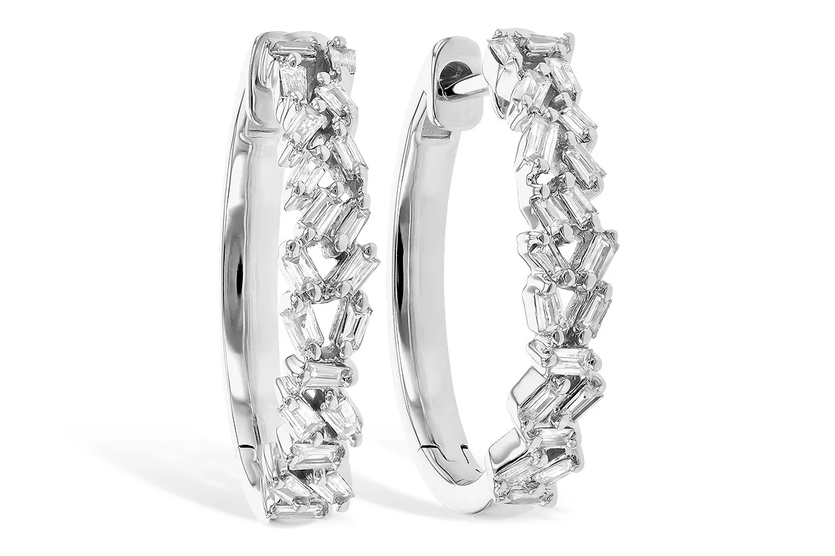 Baguette Diamond Earrings in white gold