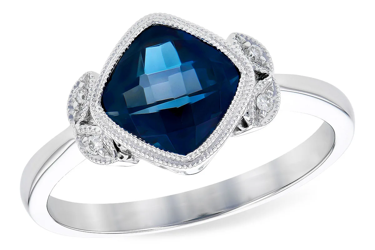 London Blue Topaz Ring in white gold