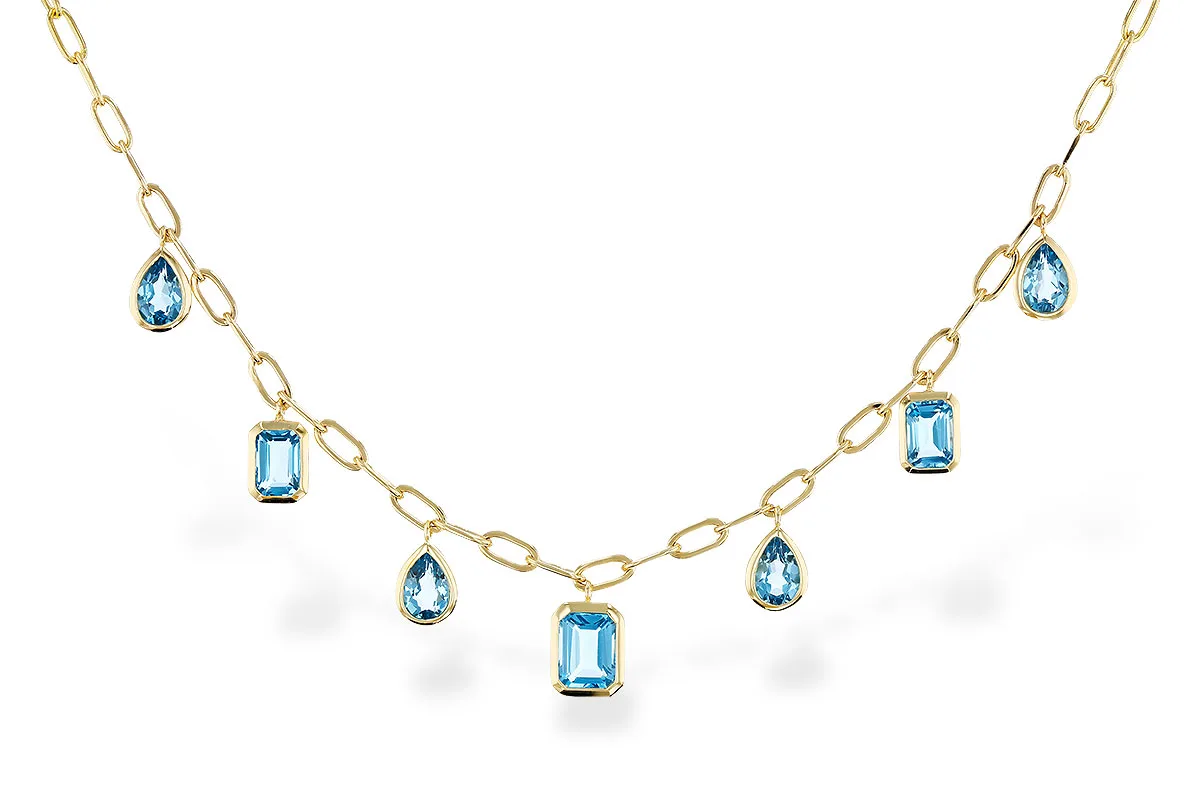 Blue Topaz Necklace in yellow gold