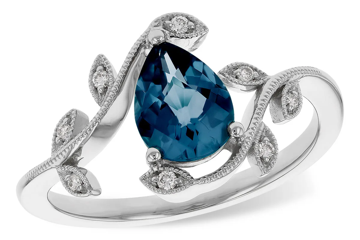 London Blue Topaz Ring in white gold