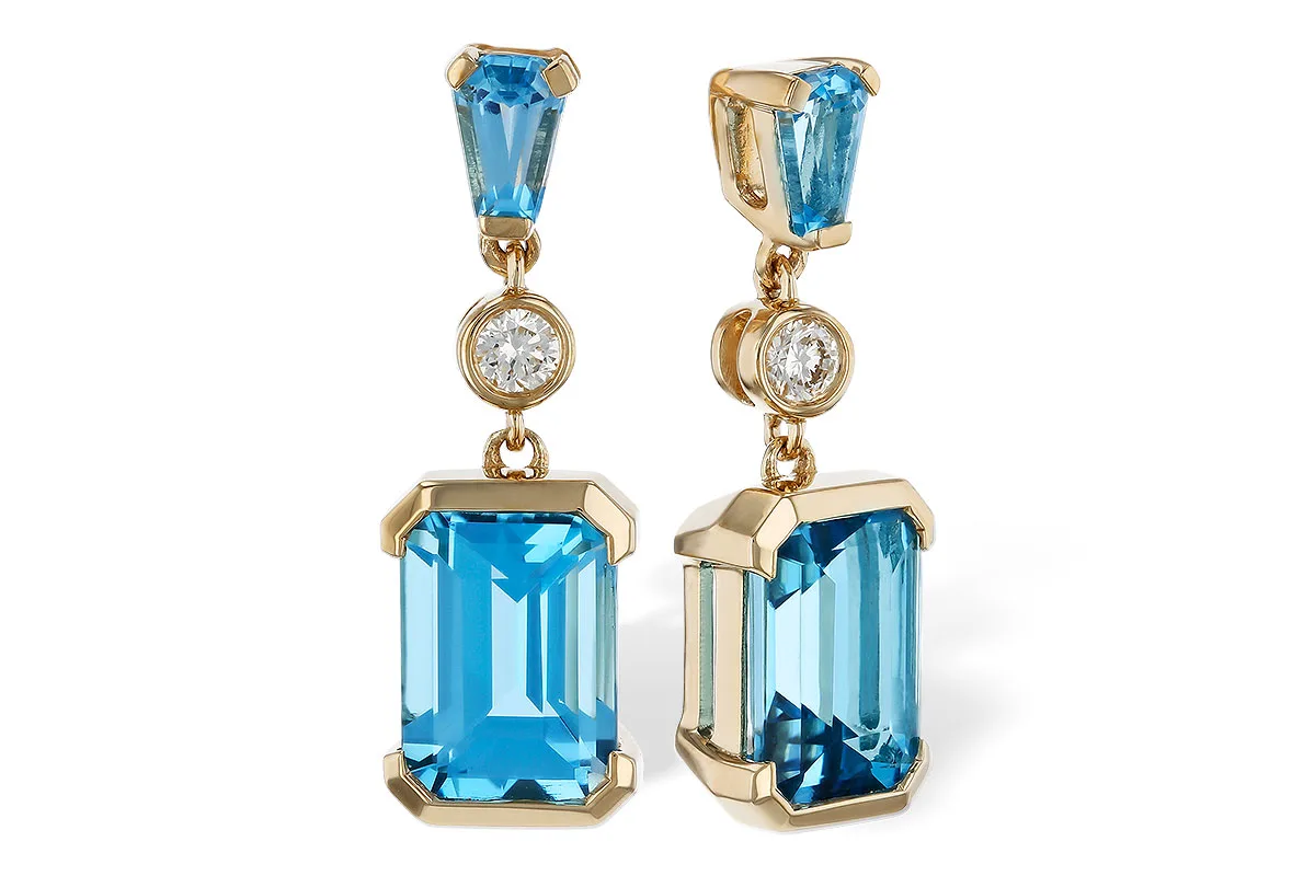 Blue Topaz Earrings in yellow gold