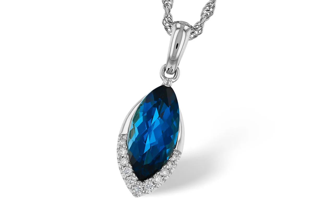 London Blue Topaz Necklace in white gold