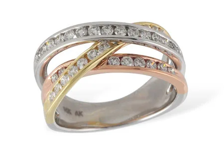 Diamond Wedding Band in tri-color