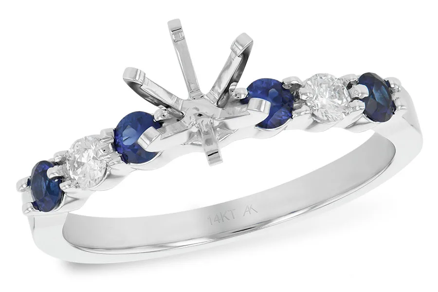 Sapphire Semi-Mount Engagement Ring in white gold